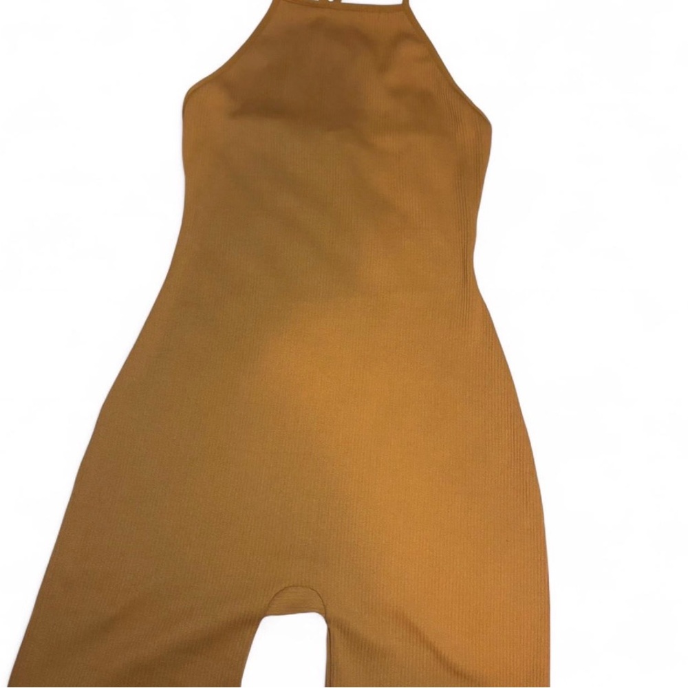 Wild Fable Tan Ribbed Halter Romper